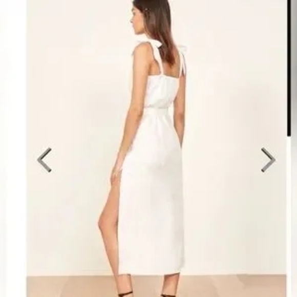 Reformation Elliot Navy Midi Dress with Tie Straps - Picture 3 of 6